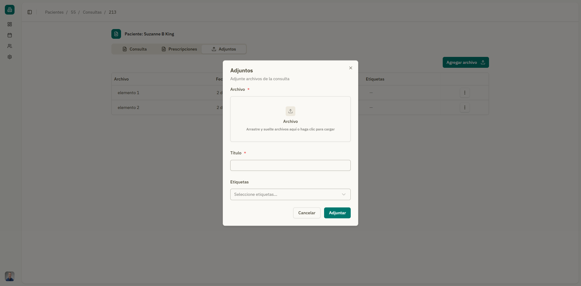 Captura: Área de carga de archivos con zona de arrastrar y soltar