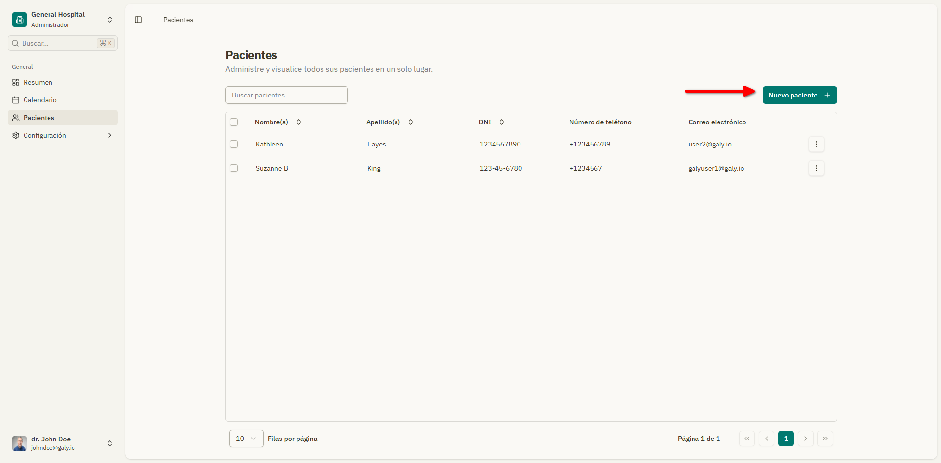 Boton de nuevo paciente